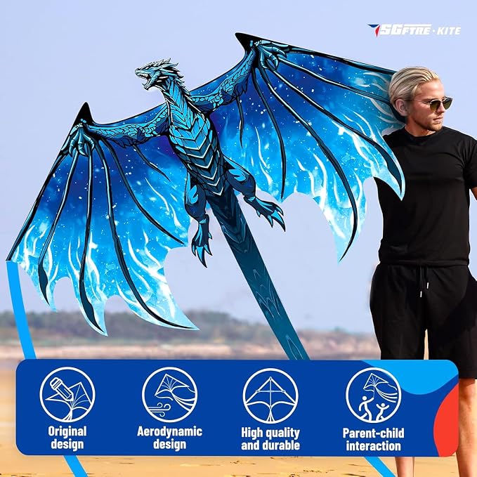 SGftre Complete Kite with Handle, Line & Accessories,Easy to Fly for Kids & Adults, Perfect for Beach, Park, Family Outdoor Activities