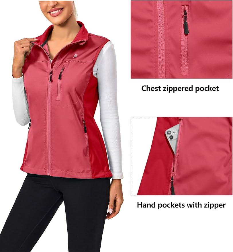 Little Donkey Andy Women's Lightweight Vest Windproof Sleeveless Jacket | Cycling Windproof Vest, Water-Repellent Stretch Shell, Lightweight Tennis Running Outerwear, Golf Hiking Workout Sleeveless