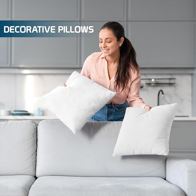 Utopia Bedding Throw Pillows, Decorative 16x16 Pillow Inserts, Set of 4 | Down alternative pillow insert with plush fluffy fill for beds sofas couches and chairs. Suitable for indoor outdoor use.