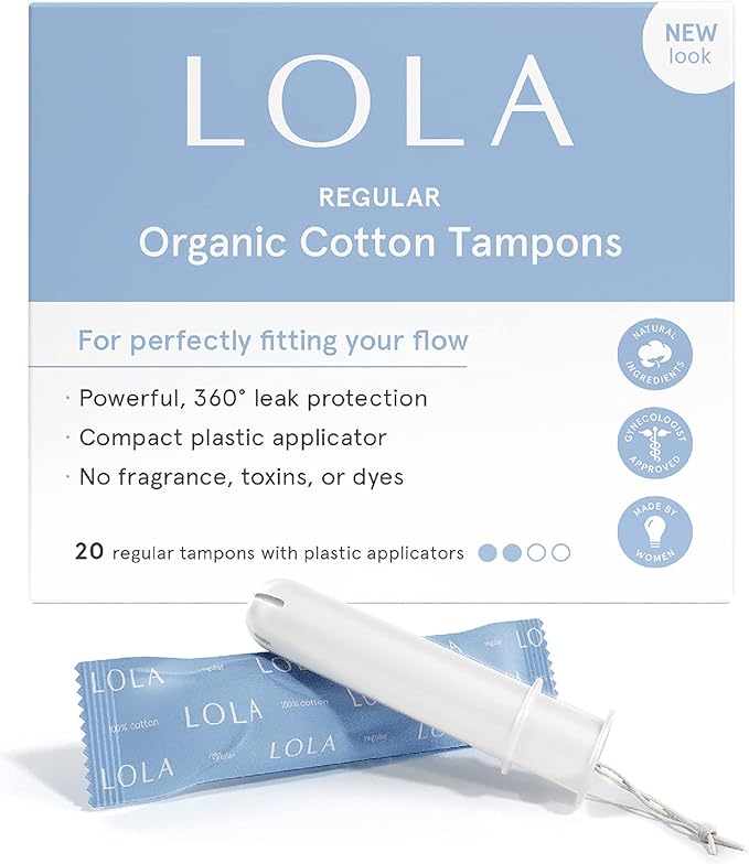 LOLA Organic Cotton Unscented Tampons, Regular Absorbency - 40 Count - Natural Ingredients, Chlorine & Toxin Free, Powerful Leak Protection - BPA Free