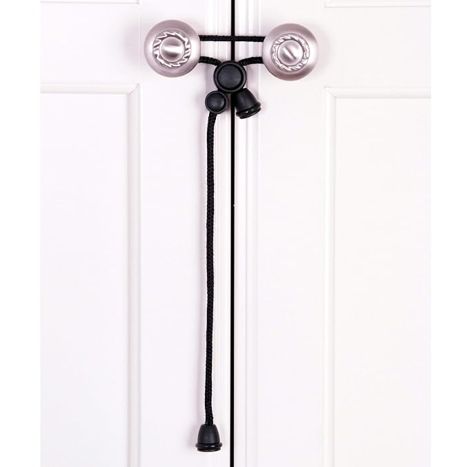 Baby Safety Cabinet Locks for Knobs Child Safety Cabinet Latches for Home Safety Strap for Baby Proofing Cabinets Kitchen Door RV No Drill No Screw No Adhesive (Black)