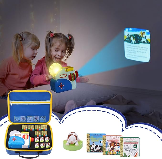 MGZNMTY Storage Case Compatible with Little Tikes Story Dream Machine Books for Kids, Storybook Projector Audio Play and Character Collection Toddler Toys Gifts Travel Box (Only Case) (Blue)