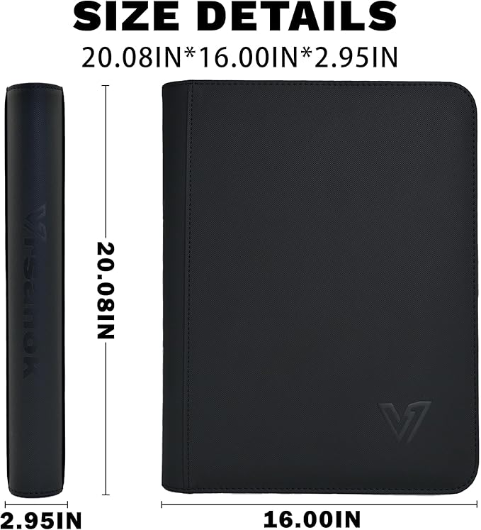 Toploaders Binder,Holds 640 Top Loaders,16 Pocket Top Loader Binder for 3" x 4"Rigid Cards,Double Sided Card Binder Abulm in 3"x4"Toploaders for Trading Cards Black
