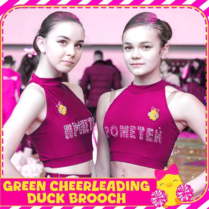 Quelay 24 Pack Cheer Team Gifts Bulk Cheerleader Duck Pins Brooches You've Been Cheer Ducked Tags Team Inspirational Gift Accessories for Teammates