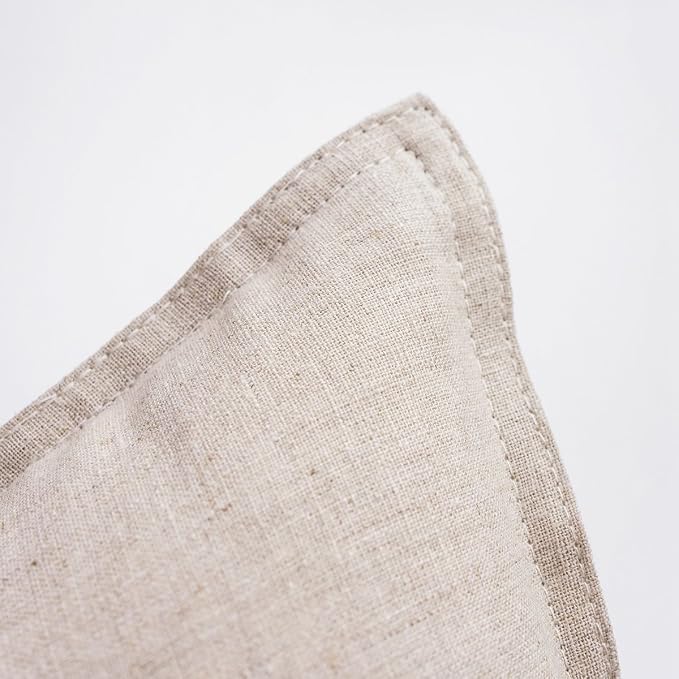 Jeanerlor Natural Cotton Linen Decoration Toss Throw Pillow Sham 18"x18" Cushion Case Yellow Pillow Cover Delicate Decorative Pillowcase for Chair/Couch/Patio, (45 x 45cm), Light Linen