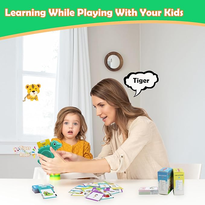 MAYAPHILOS Spanish and English Talking Flash Cards, 224 Sight Words Learn Spanish for Kids, Audible Educational Interactive Autism Sensory Toys for Toddlers