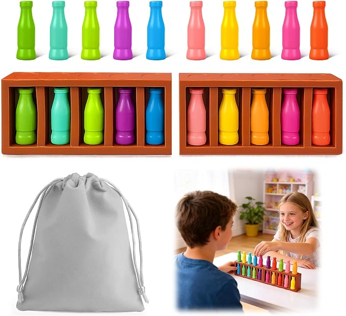 Vodolo 20pcs Bottle Color Match Game，Family Matching Games,Memory and Logical Training Bottle flip Game for fmaily, Party Activities