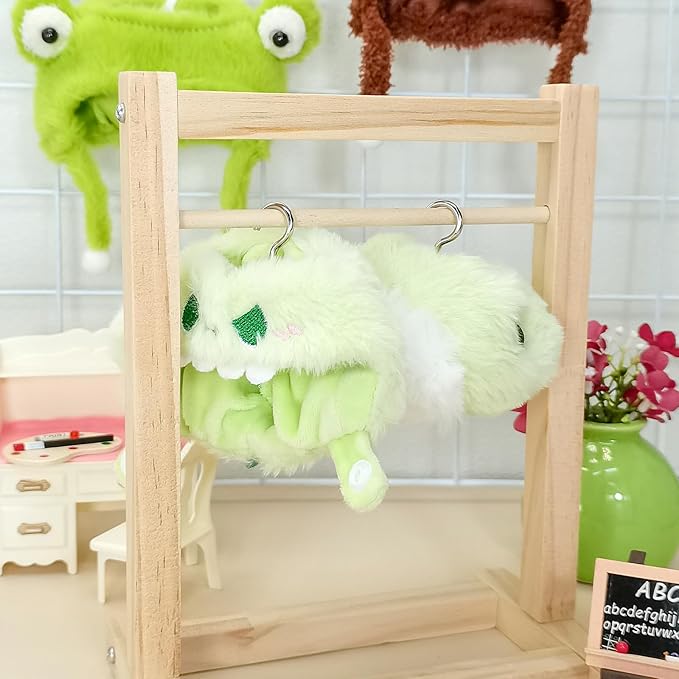 Doll Clothes, Compatible with Labubu, Animal-Inspired Hoodie Outfit with Accessories, Soft Fabric Collectible Apparel for Display (NO Doll) (Green Dinosaur)