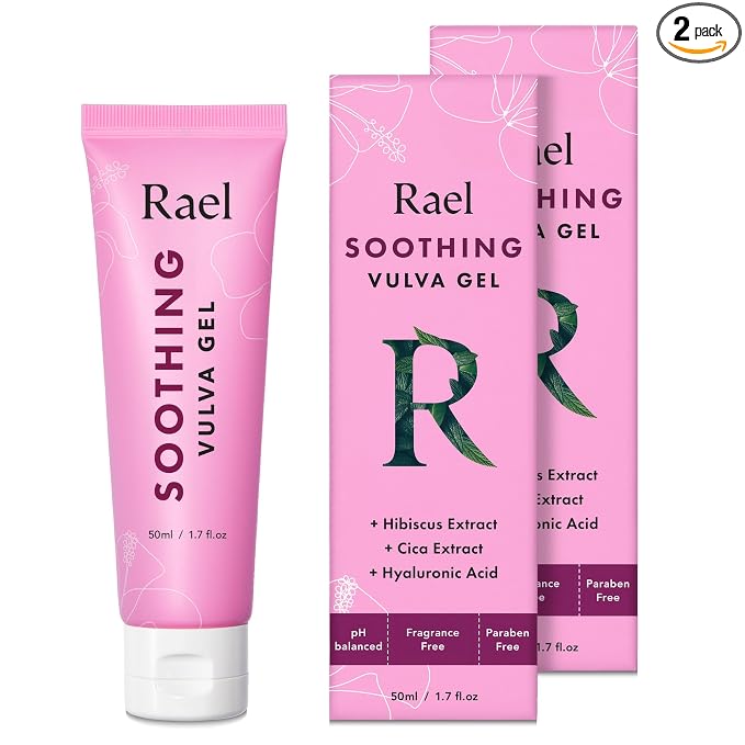 Rael Soothing Vulva Gel, Intimate Care Vaginal Moisturizer (1.7 oz, 2 Pk) | Cica & Hibiscus Extracts, H3O Hyaluronic Acid, Lactobacillus Aloe Complex, Daily Moisture Intimate Care, Lightweight Formula