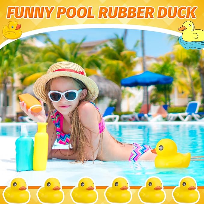 Honoson 6.89 Inch Giant Rubber Duck Big Rubber Duck Large Duckling Bath Toy with Squeaky Sound for Summer Baby Shower Birthday Party Favor Gift(Yellow)