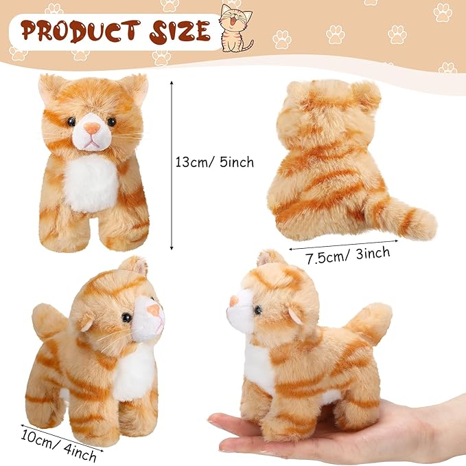 Sumind 8 Pcs Cat Stuffed Animals Bulk Plush Pets 5 Inch Cute Assorted Plush Cats Horse for Birthday Halloween Christmas Party Favors Favors(Standing Cat)