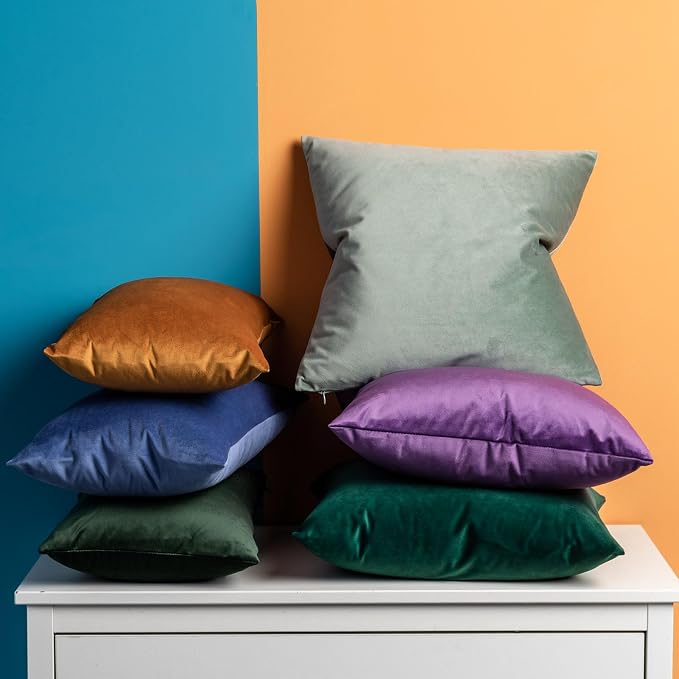 22x22 Decorative Velvet Throw Pillow Covers Set of 2 for Couch,Dark Green | Soft Cushion Cases with Invisible Zipper for Modern Sofa Bed Living Room Bedroom Home Decor Christmas
