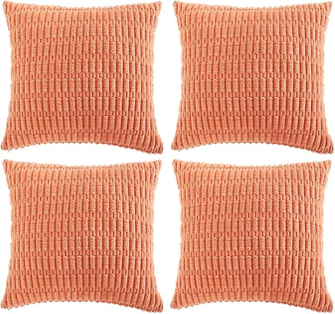 Fancy Homi 4 Packs Decorative Throw Pillow Covers for Living Room Couch Bed, Modern Farmhouse Boho Home Décor Accent Cushion Case, 26" x 26", Coral