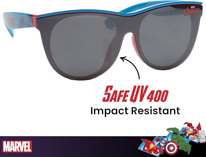 ARKAID Marvel Kids Sunglasses | Iron Man & Captain America Dress-Up Accessories | UV400 | One Size Fits Most Kids