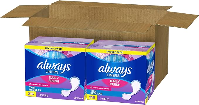 Always Panty Liners for Women Daily Liners, Regular Absorbency, Unscented, 432 Count (Pack of 2)