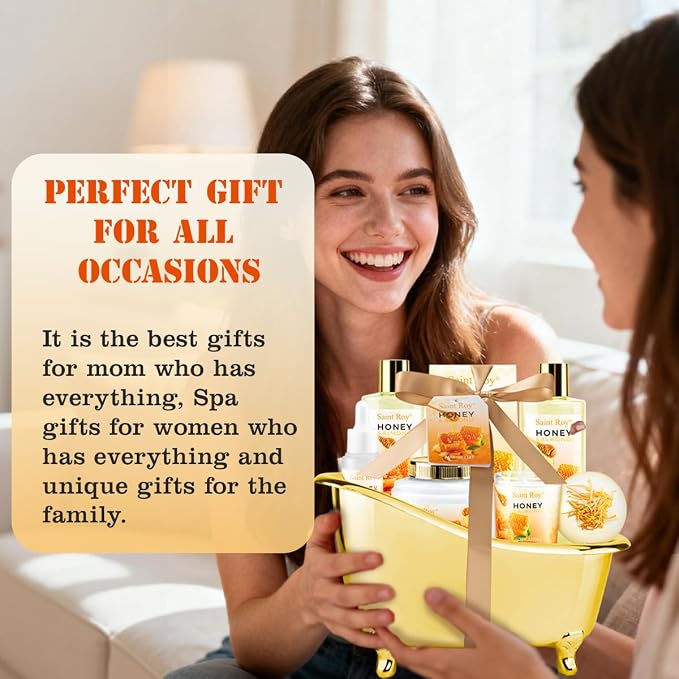 Shower kit gift Birthday Spa Gifts for Women & Men, Honey Almond Bath Gift | Bath Gift Set, Spa Gift Basket for Women & Men, Home Spa Gift Set, Self-Care, Bath Gifts Christmas, Mother Day, Anniversary