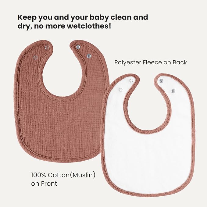 Konssy Muslin Baby Bibs 8 Pack Baby Bandana Drool Bibs Cotton for Unisex Boys and Girls, Soft Absorbent Set for Teething and Drooling