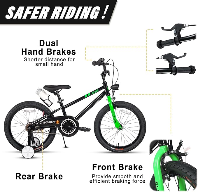 Glerc Fantacy Kids Bike, 12-20 Inch Children Bicycle for 2-13 Years Old Boys Girls, Kids Bicycle with Water Bottle Holder & Headlight & Training Wheels, Multiple Colors