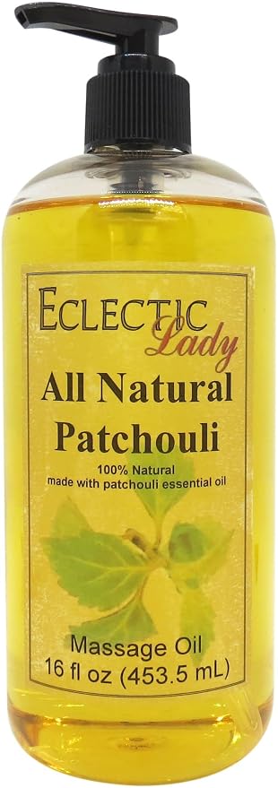 Patchouli Massage Oil, 16 oz, Natural Ingredients Sweet Almond & Jojoba Oil