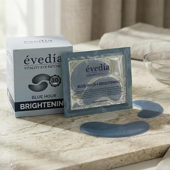 Vitality Eye Patches — Blue Hour — Refresh + De-Puff | Caffeine + Niacinamide Hydrogel Eye Masks | 30 Pairs