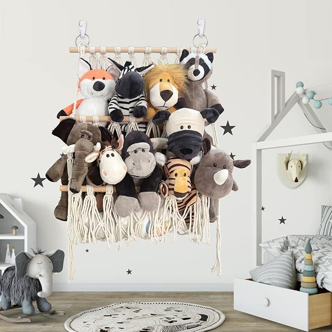 Stuffed Animal Net or Hammock Handmade Toy Hammock Net for Stuffed Animals Corner Wall Hanging for Toy Storage Organizer Holder for Small Stuffed Animal Net