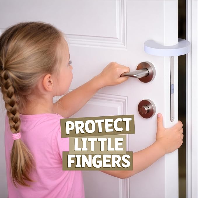 Door Lever Lock (4 Pack) Stop Toddler from Opening Doors - Easy to Open for Adults - Baby Child Toddlers Safety - No Tools Install - with 8 Bonus Pinch Guard