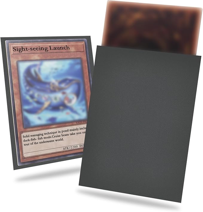 Grey Card Sleeve 200 Pack Compatible with Yu-gi-oh Card Sleeve Japanese Small Card Sleeves Photocard Sleeves, Back Textured Perfect Shuffling, Protect Your Japanese Sized Never Tear