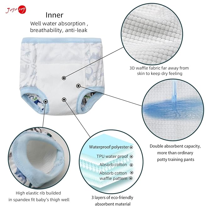 Joyo roy 10Pcs Strong Absorbent Toilet Training Pants 2T-3T Soft Thick Padded Leakproof Kid Confident Toddler Potty Training Underwear for Boys Comfortable Snug Fit Washable Waterproof Pee Pants