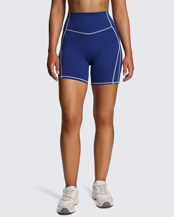 Aoxjox Lexi Lined Workout Biker Shorts for Women Tummy Control High Waisted Exercise Athletic Gym Running Yoga Short 6"