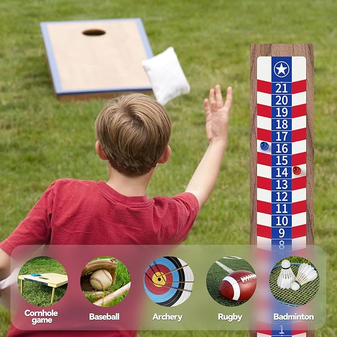2 Pack Cornhole Scoreboards, Magnetic Decal with Score Keepers for Corn Hole Boards, Scoreboard for Cornhole Game Easy to Install Keep Track of The Score