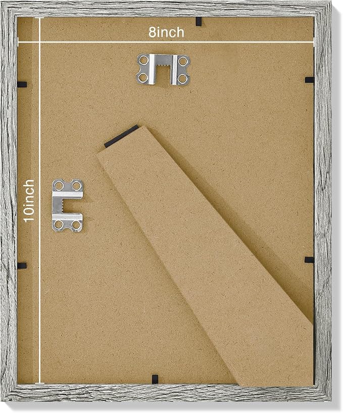 Vittanly 8x10 Picture Frames Set of 9, Shatter Resistant Plexiglass, Display 5x7 Pictures with Mat or 8x10 without Mat, Photo Frames for Wall or Tabletop, Engineered Wood, Grey | Display Pictures 5x7 with Mat or 8x10 without Mat, Small Photo Frames, En...