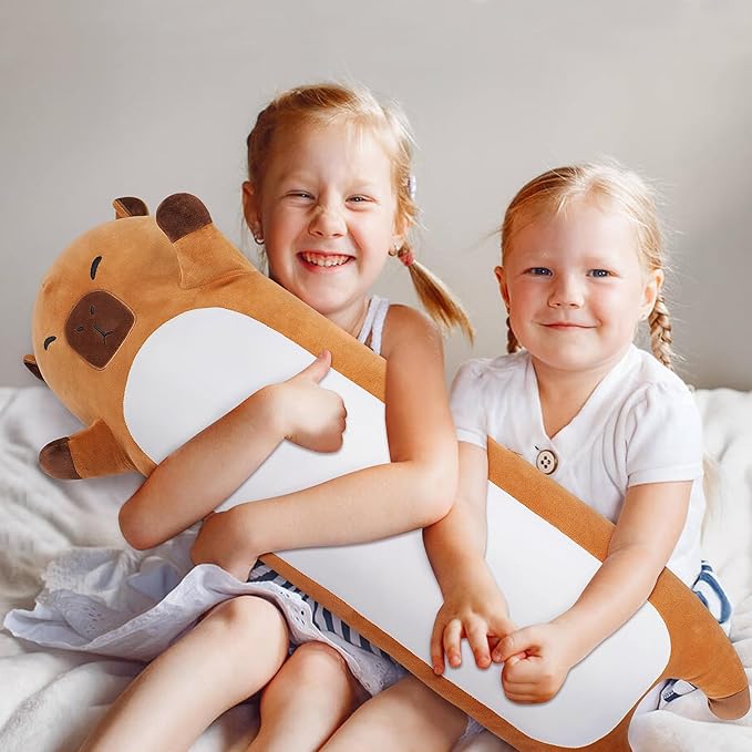 Large Capybara Stuffed Animal,33.5” Long Capybara Plush,Cute Plushies Animal Body Pillow,Kawaii Big Plush Toy Animals Gifts,Animals Sleeping Hugging Pillow Cushion for Kids Adults Birthday