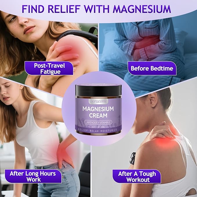 Magnesium Moisturizing Cream for Muscle Relief, Sleep Support and Stress Relief, Fast-Absorbing Formula,Skin Friendly,Lightly Scented