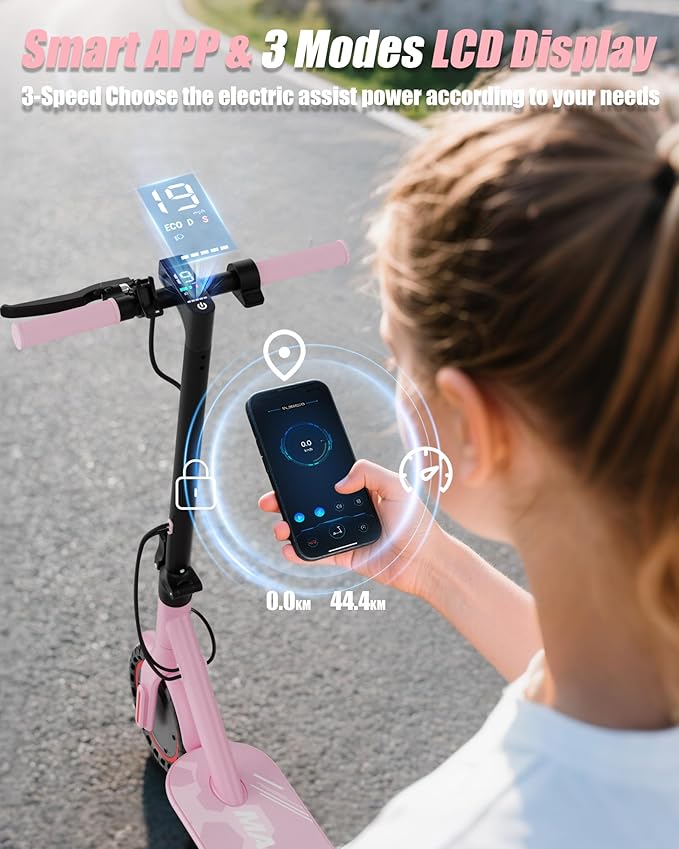 Maxshot Electric Scooter, 8.5" /10" /14" Tire, 16/19/22 Mph Top Speed, 12/16/21/27/28/49/50 Miles Long Range, Folding Escooter for Adults and Kids with Seat Bag, Dual Braking, Dual Suspension, App