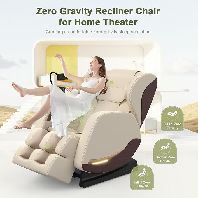 2026 Massage Chair Full Body, Zero Gravity Massage Chair Recliner with 14 Fixed Rollers, 8 Airbags, Foot Massage, Lumbar Heating, Touch Screen, Bluetooth Speaker & Ambient lighting for Lover, Parents