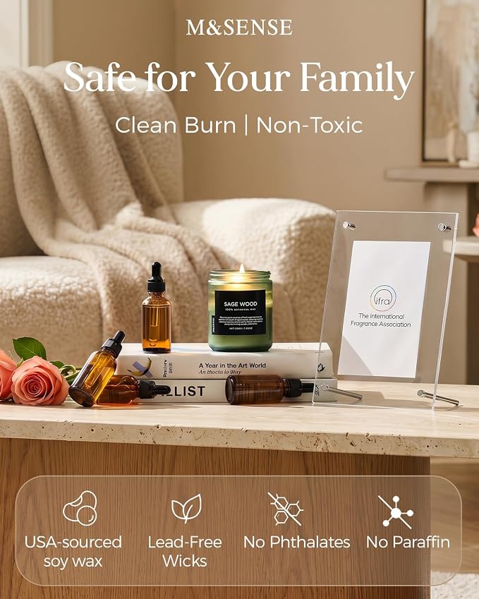 M&SENSE Sage Wood Scented Candles for Home, 7.05oz 50 Hours Clean Non Toxic All Natural Soy Wax, Fresh Smelling Candle for Relaxing & Stress Relief, Home Fragrance Gifts for Men Women