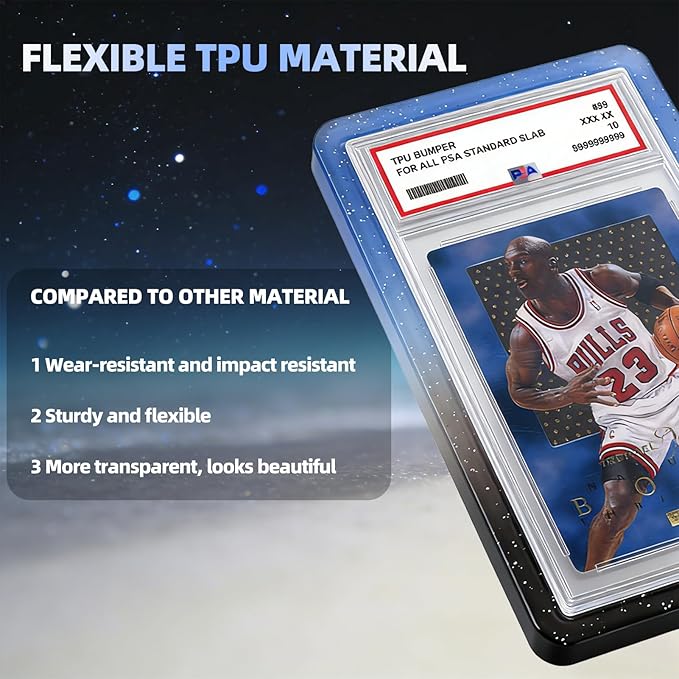 NAKIS Slab Guard for PSA Graded Cards, 1 Pack TPU Slab Protector Graded Bumper Guard for PSA Graded Card Only, Gradient Color Glitter Limited Edition, COLOR3