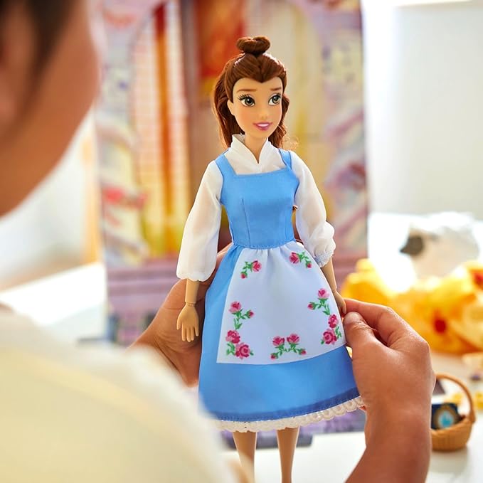 Disney Store Girl's Princess Story Doll (Belle from Beauty and The Beast) 11 Inches, Includes Coloring Book, Additional Dress Princess Doll in Classic Outfit Princess Toys