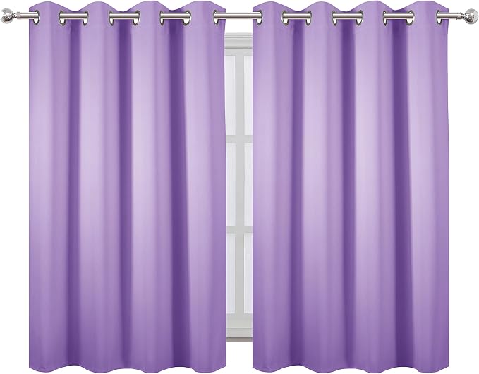 LEMOMO Lavender Blackout Curtains 52 x 54 Inch Length/Set of 2 Curtain Panels/Thermal Insulated Room Darkening Blackout Curtains for Bedroom