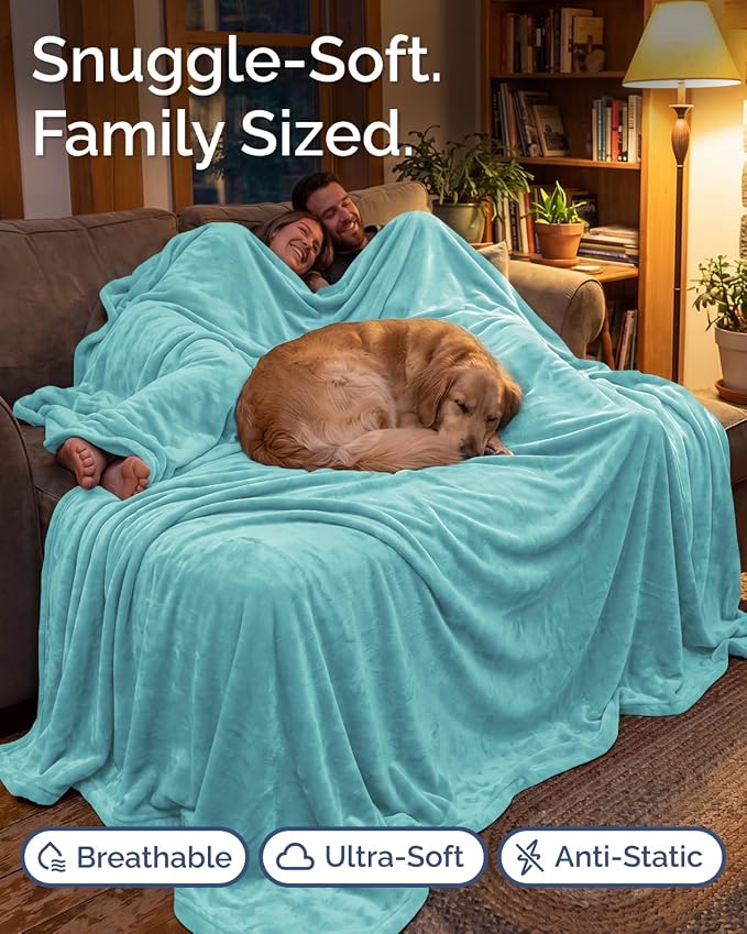 Ultra Soft Fleece Blanket Giant Blanket Size - Flannel Fleece Luxury Blanket - Lightweight for Couch Bed Chair - Thick, Warm and Breathable - All Season Cozy, Turqoise