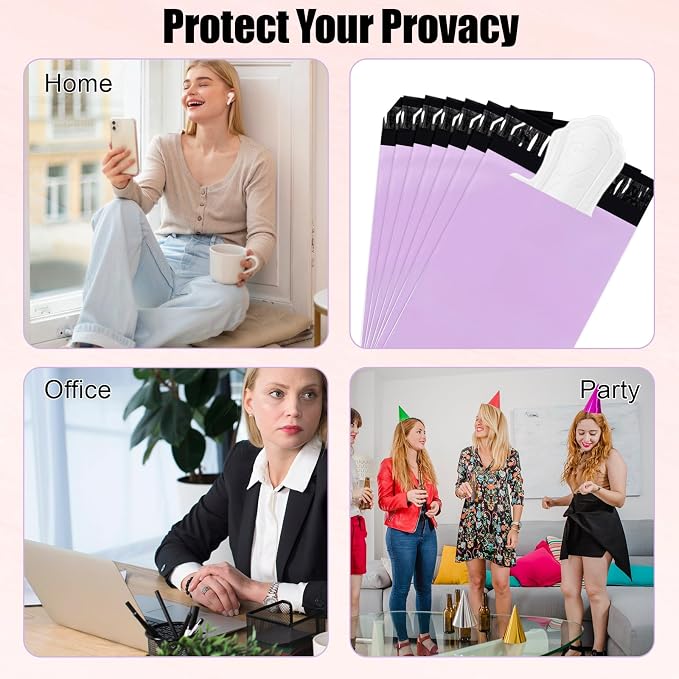 Sanitary Napkin Disposal Bags 100 Pcs Period Bag 5.9'' x 9.1'' Self-Sealing Odor-Proof Great Adhesion Rectangular Plastic for Feminine Hygiene Tampon Pad (Purple)