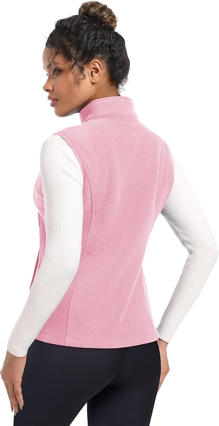 MAGCOMSEN Women's Fleece Vest Outerwear Sleeveless Lightweight Zip Jackets Warm Soft Vests with Zipper Pockets