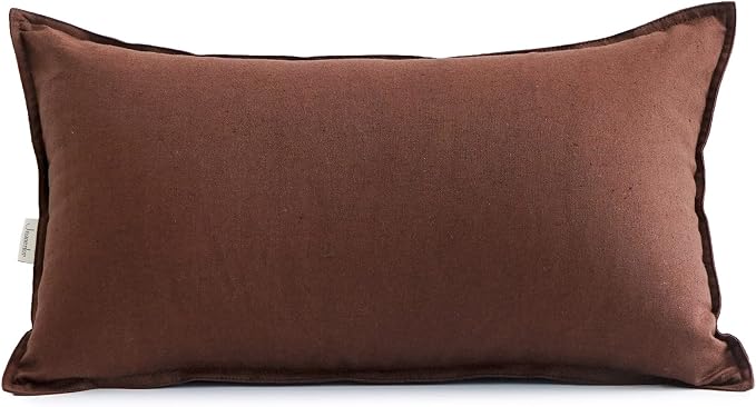 Jeanerlor Cotton Linen Decorative 12"x20" Lumbar Throw Pillow Case Cushion Cover with Twin Needles Stitch on Edge,for Wedding/Party/Gift/Car (30 x 50cm), Reddish Brown