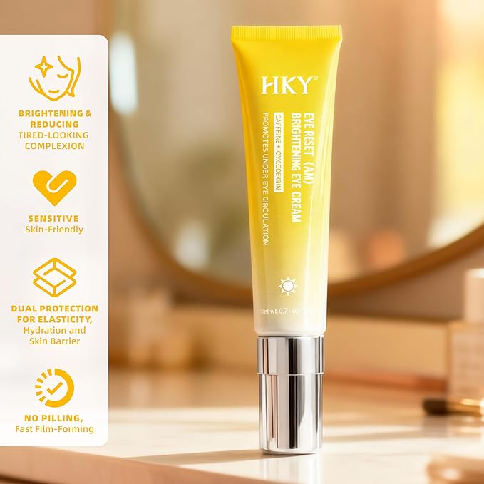 HKY Eye Cream, Under Eye Bags And Wrinkles Repair Cream Brightener, Anti Aging, Dark Circles Puffiness Under Eye Treatment With Caffeine Serum & Cyclodextrin, Morning Instant Firming