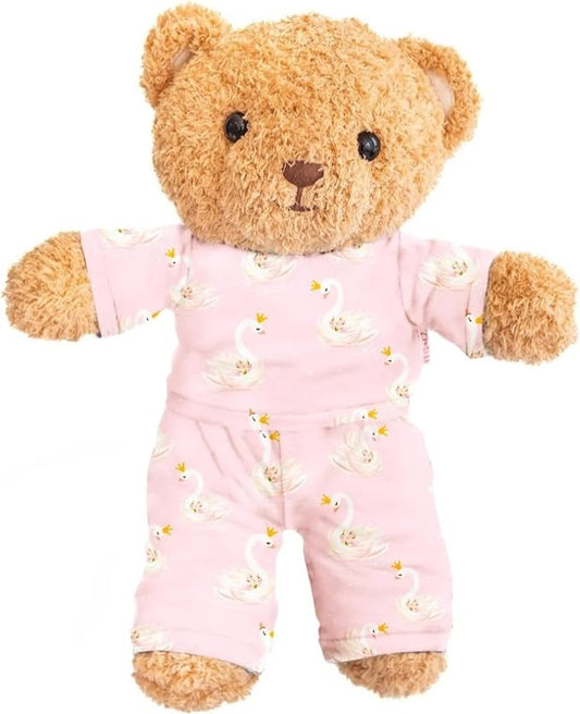 Zip N' Bear Soft Plush Teddy Bear Stuffed Animal with Swan Slumber Pajamas - Zippy The Bear Cute Cuddly Plush Toy, Perfect Sensory Teddy for Kids, Toddlers - Adorable Gift & Bedtime Companion