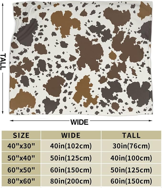 Cow Print Blankets and Throw, Cow Blanket for Adults,Cowhide Blanket for Girls, Cute Blankets for Teen Girls, Toddler Blanket for Kids, Cow Baby Blanket Cow Stuff for Women Highland Cow Decor 40"x60"