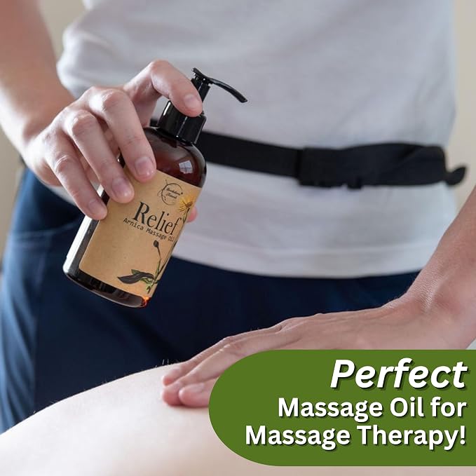 Relief Arnica Massage Oil & Magnesium Cream Set by Brookethorne Naturals – Deep Relief for Sore Muscles, Joints & Massage Therapy – Topical Magnesium Lotion + Arnica Body Oil – 2 Pack