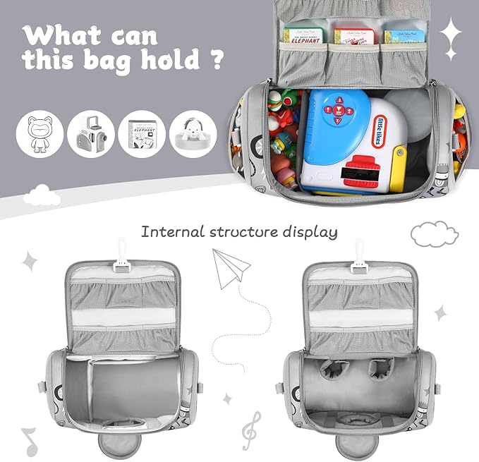 Carrying Case Compatible with Little Tikes for Story Dream Machine Books Starter Set, Portable Storage Bag with Handle and Shoulder Strap for Storytime, Storybook, Character Accessories (Grey)
