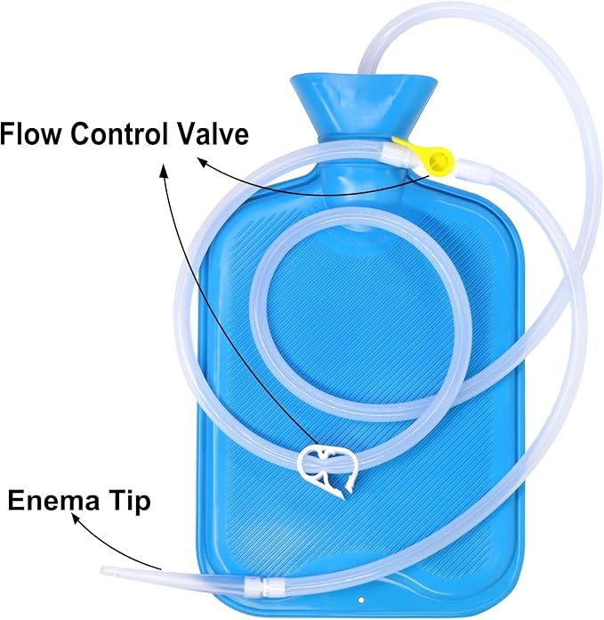 Enema Bag Kit for Colon Cleanse, 2L Enema Bags for Women & Men with Silicone Hose, 5 Reusable Tips, Flow Control Clamp, Leak-Proof Design for Home Use, Detox Douche Kit
