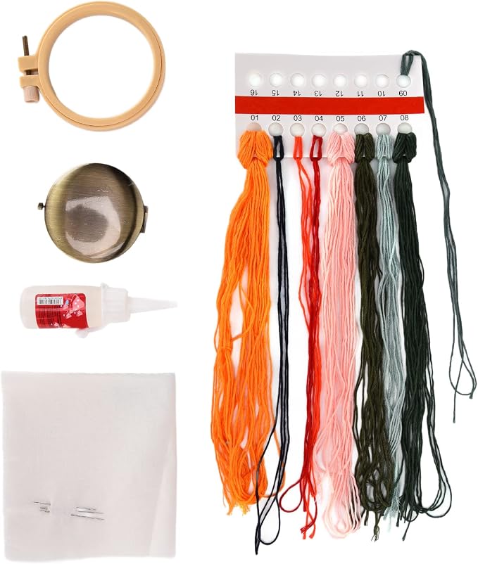 PinzqTrading Printed Embroidery Mirror Kit Sprout Pattern, DIY Embroidery Supplies for Adults, Washable Canvas Cloth, 9 - Color Thread Set, Embroidery Hoop with Adjustable Screw, Home